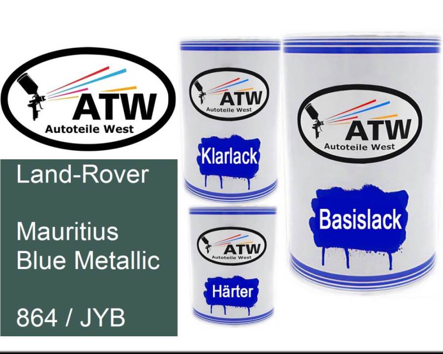 Land-Rover, Mauritius Blue Metallic, 864 / JYB: 500ml Lackdose + 500ml Klarlack + 250ml Härter - Set, von ATW Autoteile West.